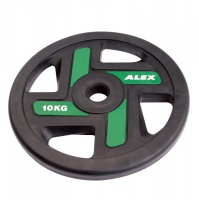 диск полиуретановый alex p-tpu-10k 51 мм 10 кг с хватами, зеленый